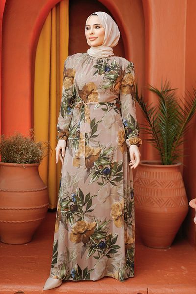 Neva Style Рокля от норка с флорален мотив 27932v