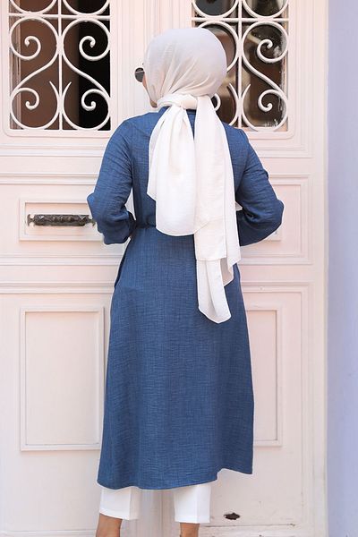 Neva Style سترة حجاب زرقاء داكنة بأزرار 645 كم