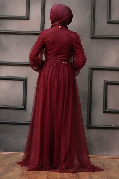 Neva Style Rochie de seara Hijab - Paiete Paiete Rochie de seara Hijab Rosie Inchisa 5383kbr