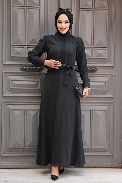 Neva Style Rochie Hijab Neagra - Curea, Model 6621S