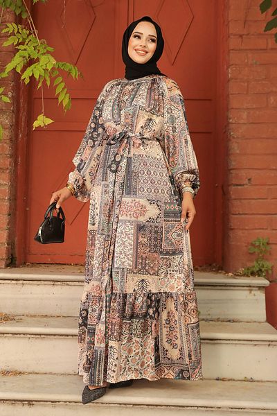 Neva Style Φόρεμα Hijab με σχέδιο βιζόν - 23155V