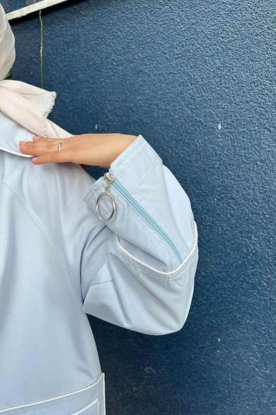 Neva Style Trenci cu nasturi Ice Blue Hijab 9206buzm