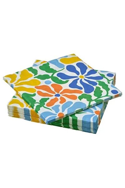 IKEA IKEA PILLERSTARR desenli peçete, çok renkli, 33x33 cm, 30 adet