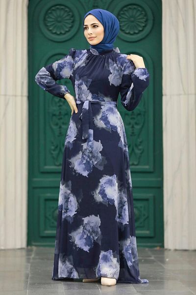 Neva Style Φόρεμα με σχέδιο Navy Blue Hijab 279313l