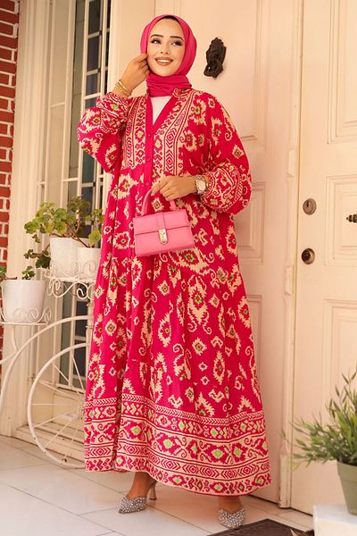 Neva Style Rochie Hijab cu model fucsia - 23453F