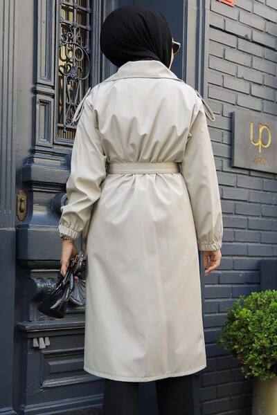 Neva Style Trenci Hijab cu nasturi bej - 647BEIG