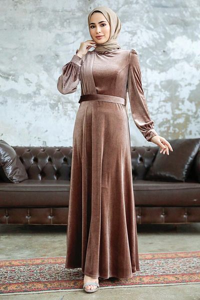 Neva Style Φόρεμα με ζώνη Κεμέρι Κόυου Βίζον Τεσέττουρ Βελούδο 36910kv