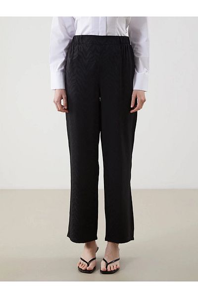 LC Waikiki Lcwaikiki Classic Black Elastic Waist Patterned Women's Trousers