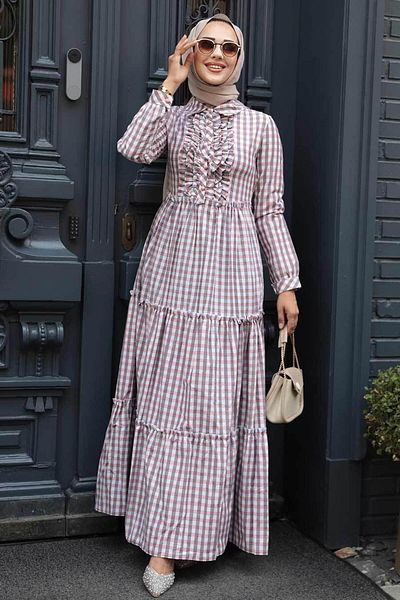 Neva Style Powder Hijab Dress 2702Pd