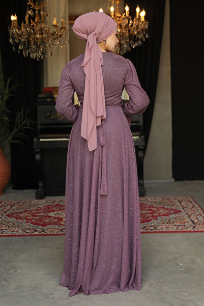 Neva Style Dark Lilac Hijab Evening Dress 22202Klila