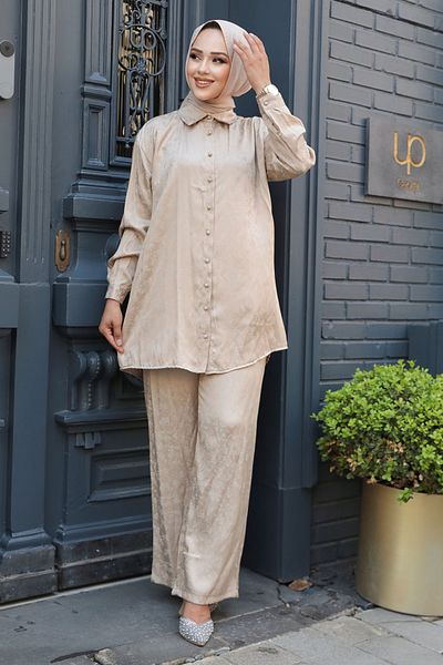 Neva Style طقم حجاب مزدوج بنمط المنك - 12503 فولت