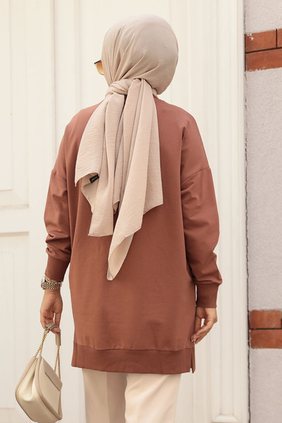 Neva Style Kahverengi Tesettür Tunik 30644KH