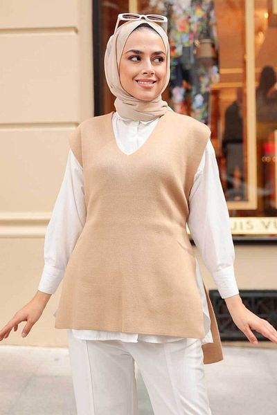 Neva Style - Pulover Biscuit Hijab Tricot 23881bs