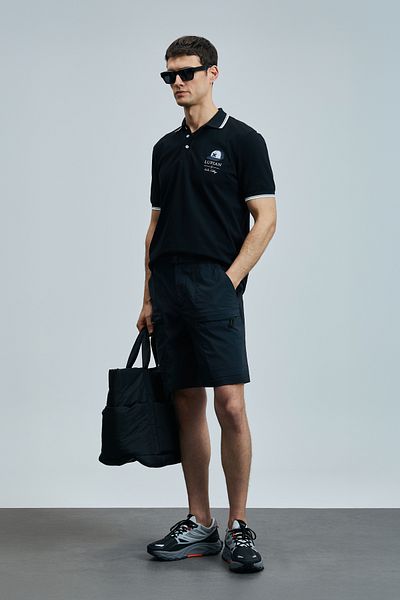 Lufian Smart Ανδρικό Πόλο T-Shirt - Μαύρο