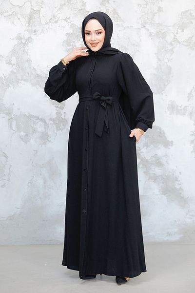 Neva Style حجاب أسود بأزرار Ferace 45277S