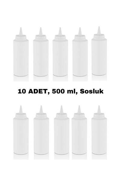 GastroPlast 10 Adet, 500 ml, Fişek Plastik Sosluk, Ketçap, Mayonez, Hardal, B...