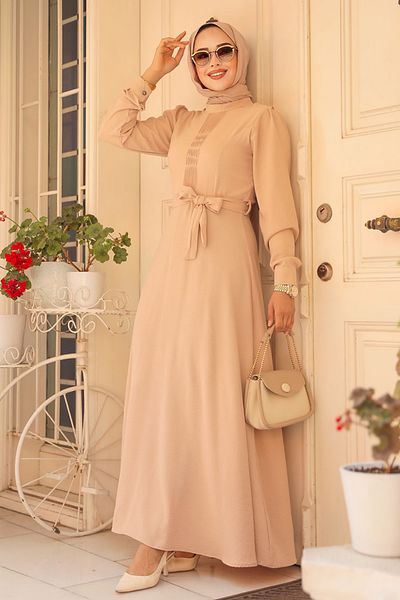 Neva Style Rochie Hijab Bej - Curea, Model 6621BEJ