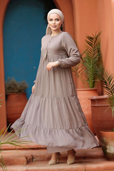 Neva Style Rochie Hijab din nurcă plisată 22051V