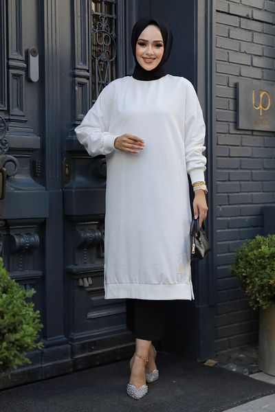 Neva Style 30645E Μοντέλο Ecru Hijab Tunic