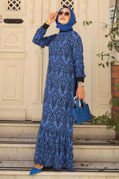 Neva Style Rochie Hijab Sax Blue cu model 2297sx