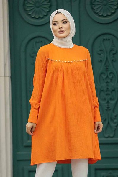 Neva Style تونك حجاب برتقالي 614t