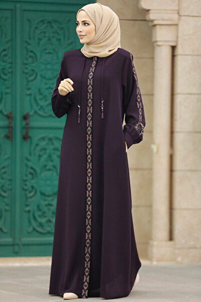 Neva Style Patterned Plum Hijab Ferace 41563Mu
