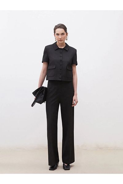 LC Waikiki Soulife black loose fit crepe women's pants