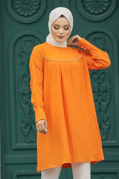 Neva Style تونك حجاب برتقالي 614t