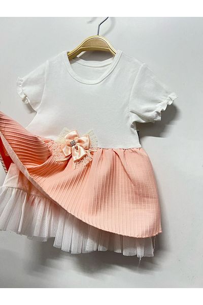 babymarkt Baby Girl Printed Patterned Lined Elastic Drawstring Short Sleeve Dress