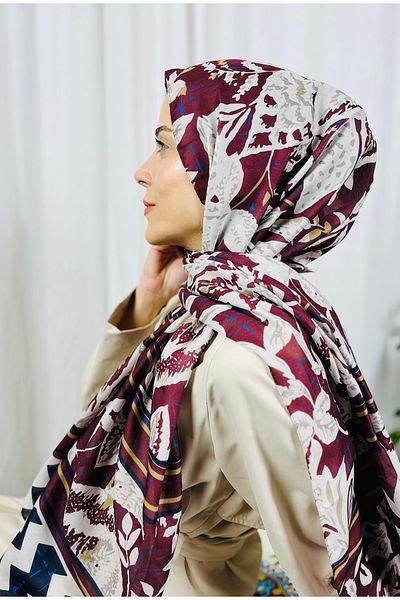 kubbe Soft Cotton Shawl - Premium Floral Zigzag Retro Pattern and Ethnic Aesthetic Style