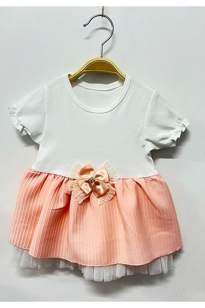 babymarkt Baby Girl Printed Patterned Lined Elastic Drawstring Short Sleeve Dress