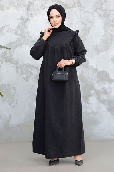 Neva Style Rochie Hijab Antracit - Denim 19140ANT