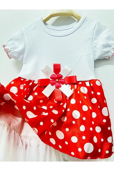 babymarkt Baby Girl Printed Patterned Lined Elastic Drawstring Short Sleeve Dress