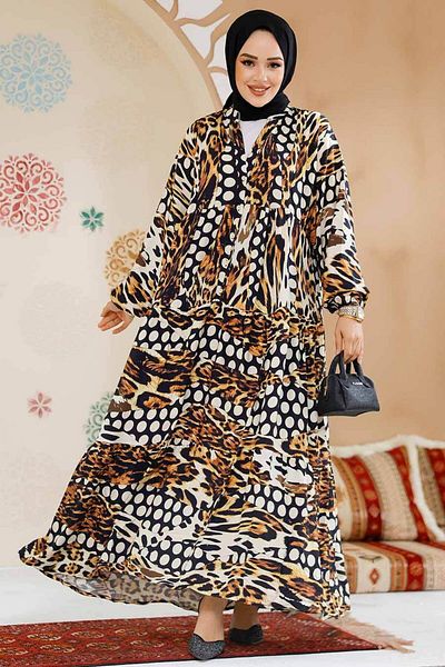 Neva Style Rochie Hijab cu imprimeu leopard 23041LP