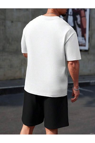 BYMEER White Black Travel Basket Printed Shorts T-Shirt Set