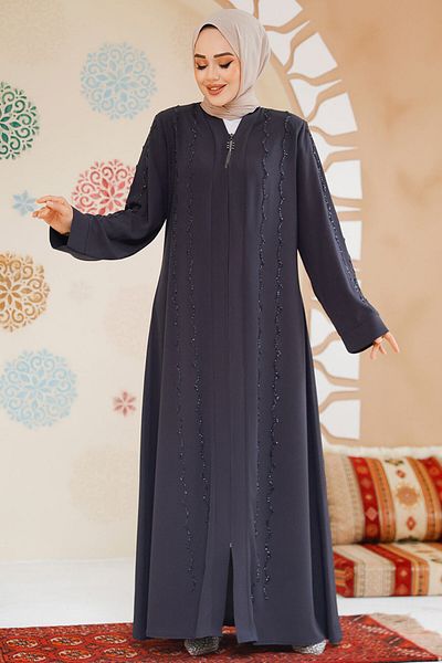 Neva Style Hijab cu mărgele afumată Ferace - 29113FU