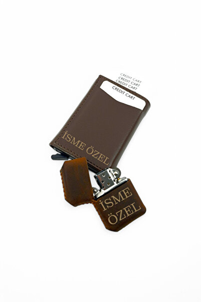 SürLaz Kişiye Özel Mekanizmalı Kartlık İsme Özel Deri Kılıflı Benzinli Çakmak...