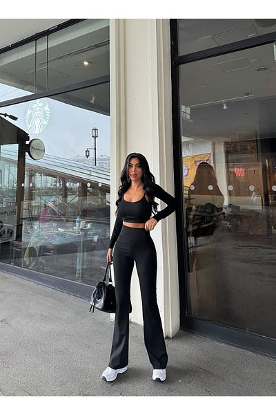 DNDO WEAR Pantaloni de damă spaniol cu talie înaltă, care sunt folosiți atât pentru sport, cât și pentru zi cu zi
