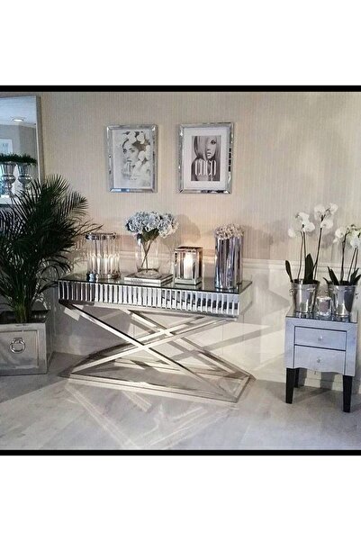 LUXURY VİLLA Luxury Villa Luxury Gümüş Aynalı Paslanmaz Çelik Dresuar 100x40 ...