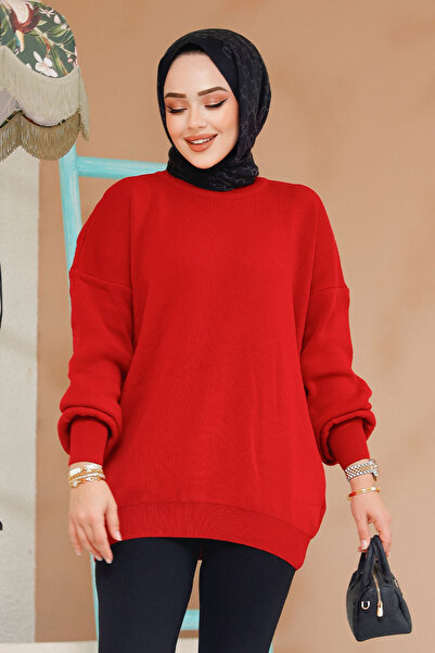 Neva Style Tunica pulover roșie Hijab 17201K