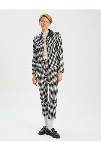 FEMİAS Premium Series Houndstooth Pattern Black Jacket