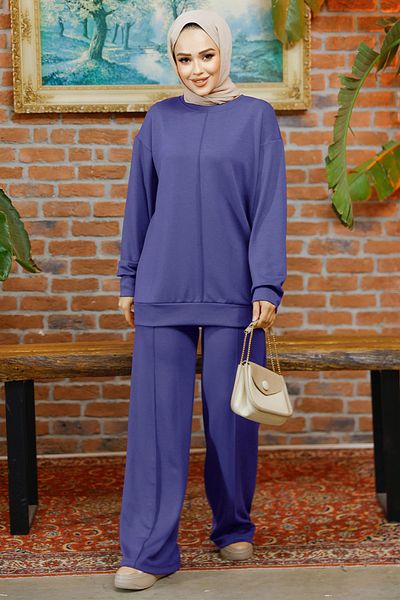 Neva Style Set dublu Hijab bleumarin 30172l
