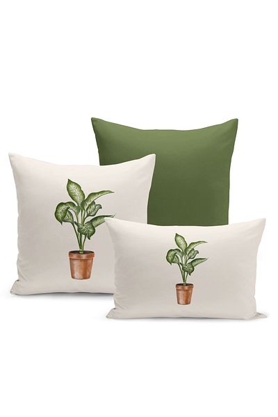 Bertille Home Set de 3 huse de pernă pentru pernă, cu imprimeu digital pe două fețe, seria Flower Spring (primăvară)