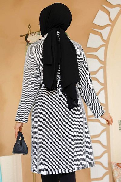 Neva Style Capac Striped Ecru Hijab 60012E