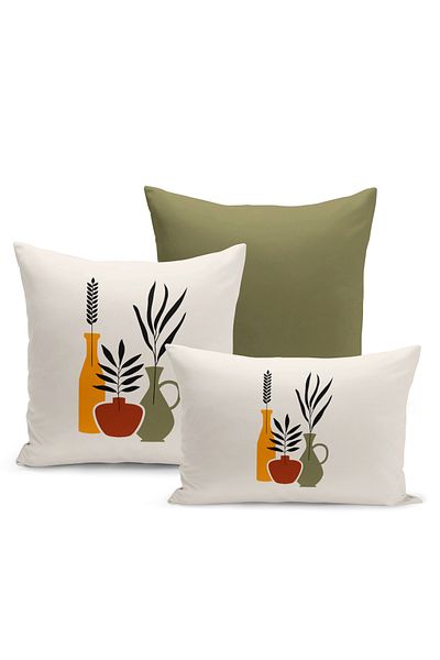 Bertille Home Set de 3 huse de pernă din seria minimalistă, imprimate digital pe două fețe