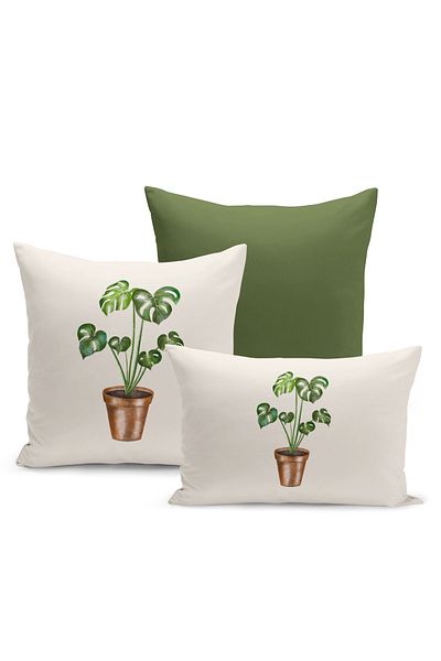 Bertille Home Set de 3 huse de pernă pentru pernă, cu imprimeu digital pe două fețe, seria Flower Spring (primăvară)