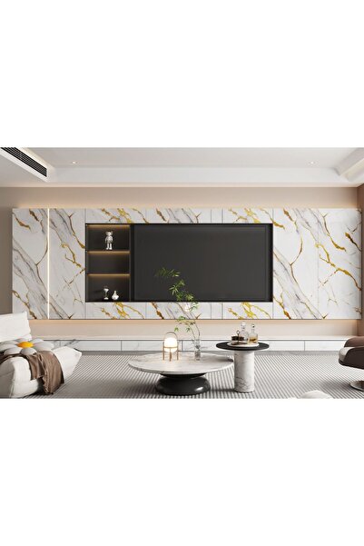 UKAB Kendinden Yapışkanlı Dekoratif Esnek Köpük Siyah Pvc Mermer Panel 60x30cm (0,18 m ) Mutfak Banyo WC