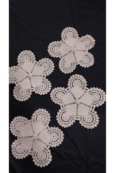 Papatyam Hand Knitted Crochet 4 Pcs 23cm Handcrafted Lace Vintage Cotton iPhone