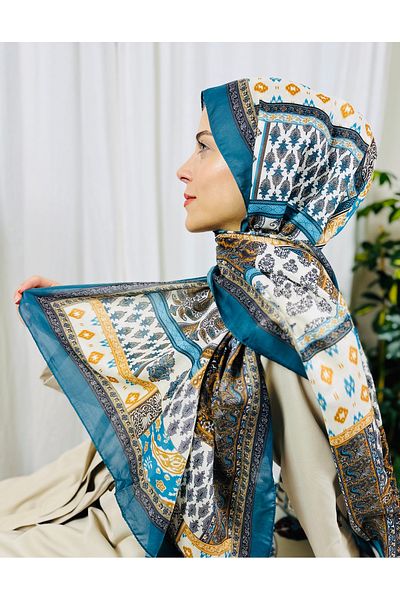 kubbe Premium Square Retro Pattern Soft Cotton Shawl - Capture a Peaceful and Stylish Style with Ethnic Pattern