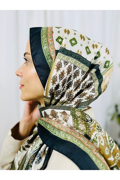 kubbe Premium Square Retro Pattern Soft Cotton Shawl - Capture a Peaceful and Stylish Style with Ethnic Pattern